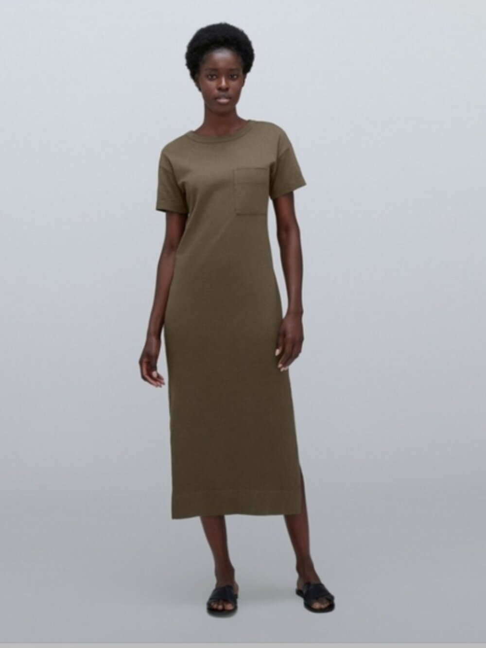 Everlane Organic Weekend Maxi Dress Olive Green Small Like New